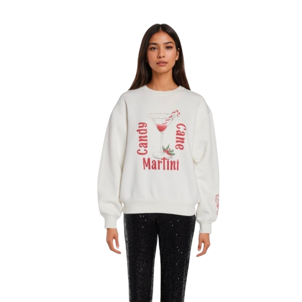 Wildfox Candy Cane Martini Christmas Sweatshirt Size Small